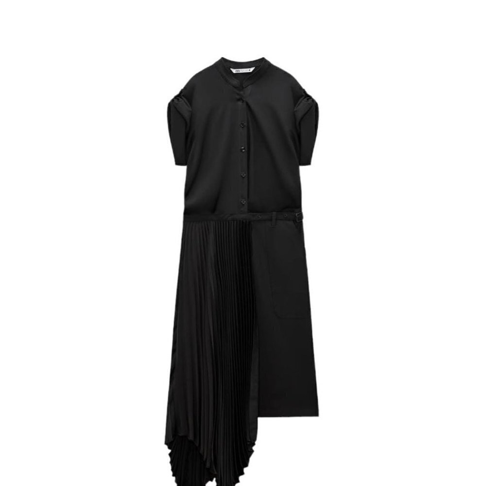 ZARA LIMITED EDITION SHIRT DRESS WITH TONE DETAILS BLACK SIZE S | 2317/645